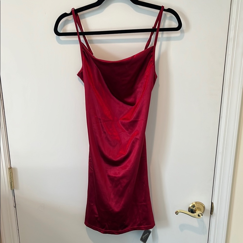 Elegant Red Satin Slip Dress